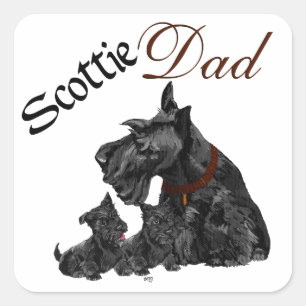 Adesivo Quadrado Dia dos Pais do Scottish Terrier