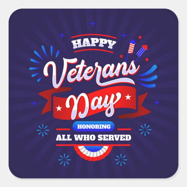 Adesivo Quadrado Dia dos Veteranos (Frente)