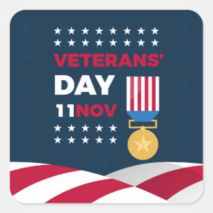Adesivo Quadrado Dia dos Veteranos - Honrando todos os que serviram