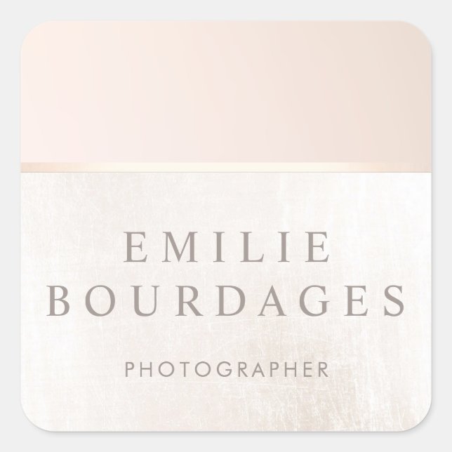 Adesivo Quadrado Dia Elegante Spa e Salon Blush White Marble (Frente)