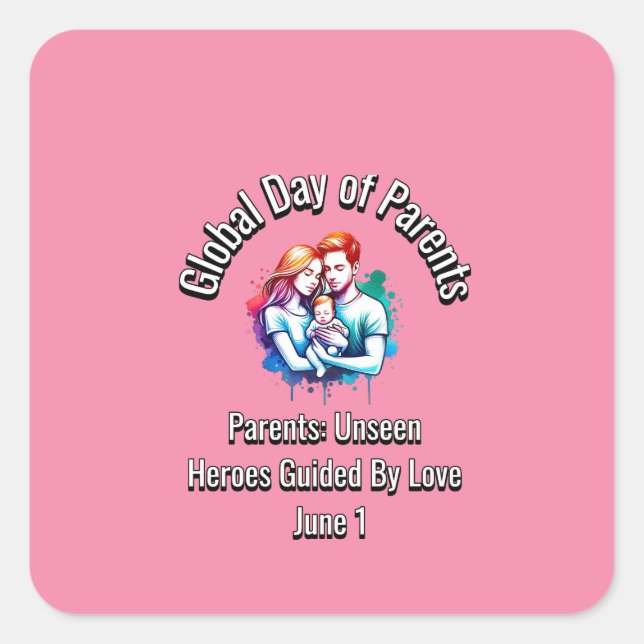 Adesivo Quadrado Dia Global dos Pais. 1 de junho (Frente)