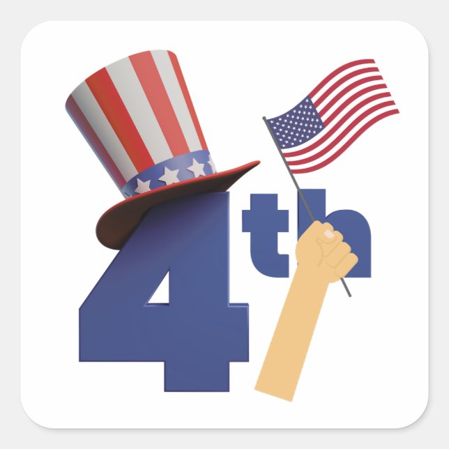 Adesivo Quadrado Dia Independente de 4 de julho (Frente)