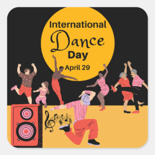 Adesivo Quadrado Dia Internacional da Dança   Dia Mundial da Dança