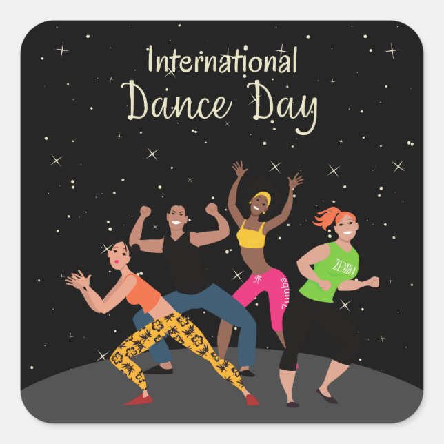 Adesivo Quadrado Dia Internacional da Dança | Dia Mundial da Dança (Frente)