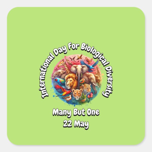 Adesivo Quadrado Dia Internacional da Diversidade Biológica: 22 de  (Frente)