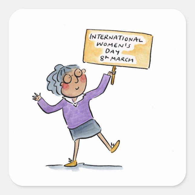 Adesivo Quadrado Dia Internacional da Mulher (Frente)