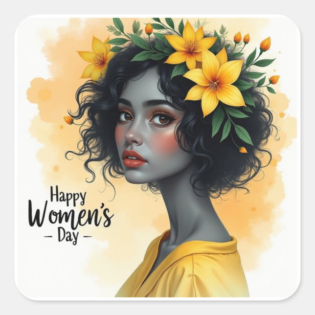 Adesivo Quadrado Dia Internacional da Mulher (Frente)