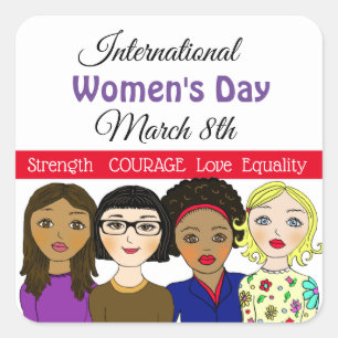 Adesivo Quadrado Dia Internacional da Mulher 8 de março