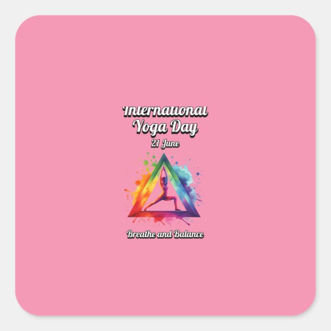 Adesivo Quadrado Dia Internacional de Yoga (Frente)