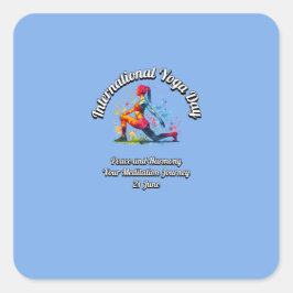 Adesivo Quadrado Dia Internacional de Yoga. 21 de junho