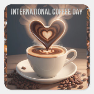 Adesivo Quadrado Dia Internacional do Café