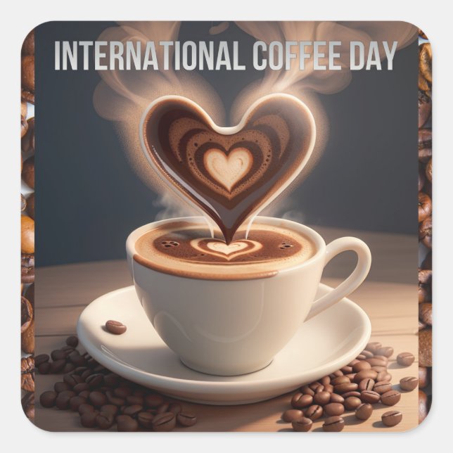 Adesivo Quadrado Dia Internacional do Café (Frente)