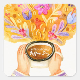 Adesivo Quadrado Dia Internacional do Café