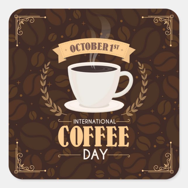 Adesivo Quadrado Dia Internacional do Café+ (Frente)