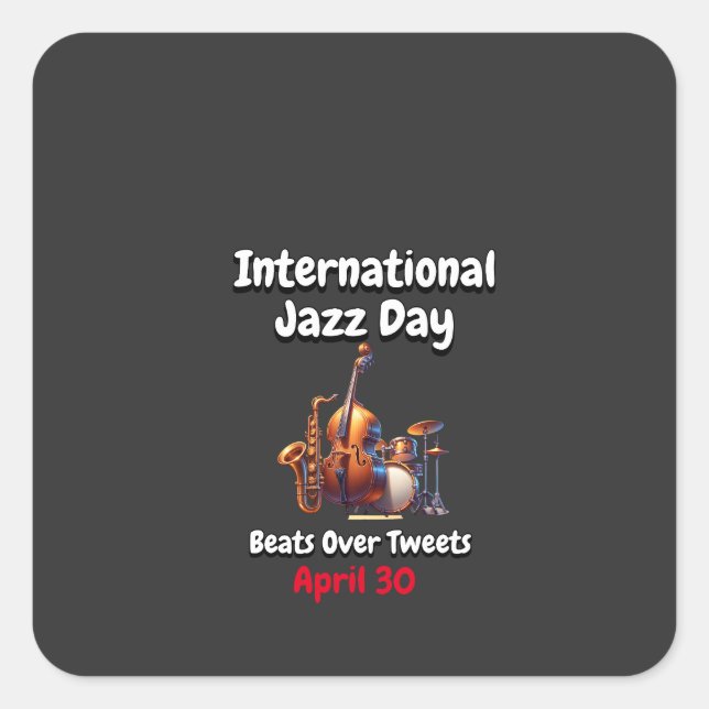 Adesivo Quadrado Dia Internacional do Jazz: Bates Sobre Tweets (Frente)
