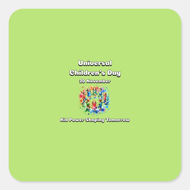 Adesivo Quadrado Dia Mundial da Criança. Fortalecimento De Energia  (Frente)