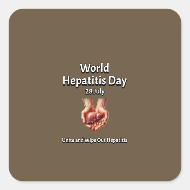 Adesivo Quadrado Dia Mundial da Hepatite. Unir e eliminar a Hepatit (Frente)