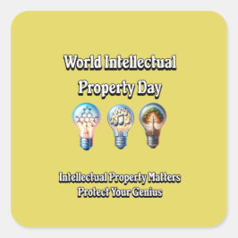Adesivo Quadrado Dia Mundial da Propriedade Intelectual:Proteger o 