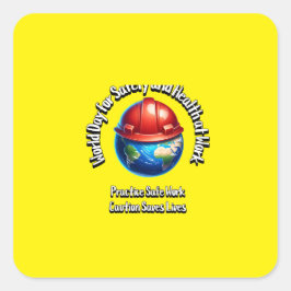 Adesivo Quadrado Dia Mundial da Segurança e da Saúde no Trabalho