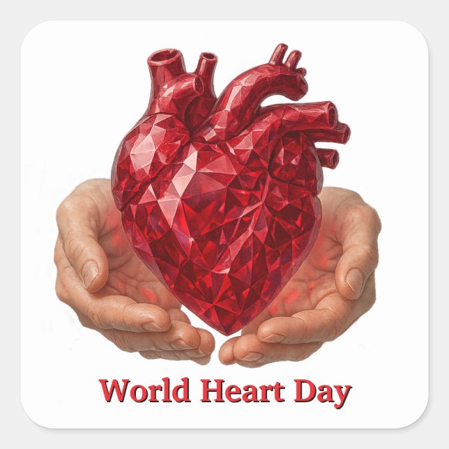 Adesivo Quadrado Dia Mundial do Coração (Frente)