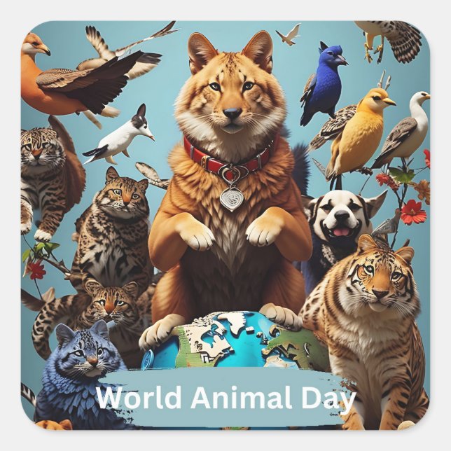 Adesivo Quadrado Dia Mundial dos Animais (Frente)