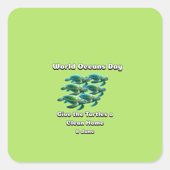 Adesivo Quadrado Dia Mundial dos Oceanos (Frente)