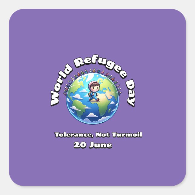 Adesivo Quadrado Dia Mundial dos Refugiados. 20 de junho (Frente)