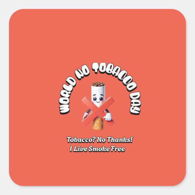 Adesivo Quadrado Dia Mundial Sem Cigarro (Frente)