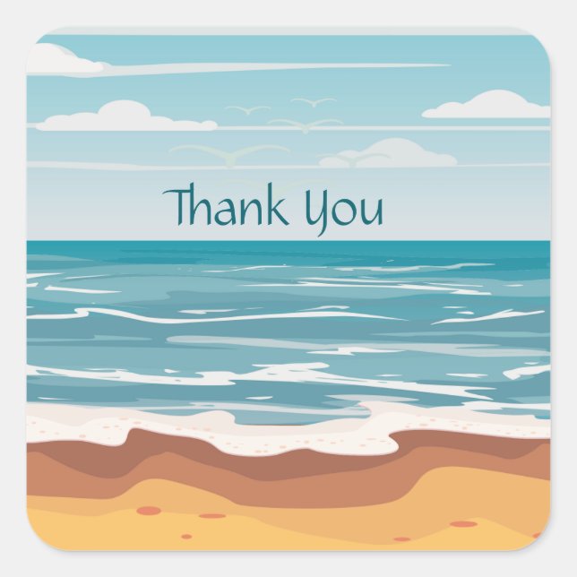 Adesivo Quadrado Dia na praia (Frente)