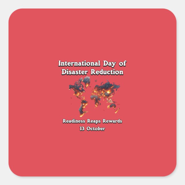 Adesivo Quadrado Dia para Redução do Risco de Catástrofes. Preparaç (Frente)