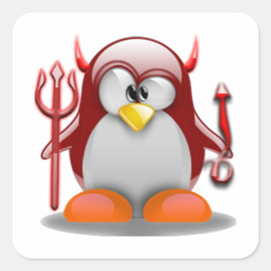 Adesivo Quadrado Diabo Tux (Linux Tux)