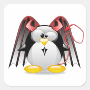 Adesivo Quadrado Diabo voado Tux