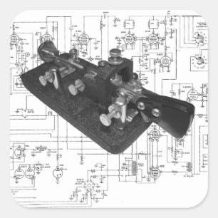 Adesivo Quadrado Diagrama esquemático chave de rádio do código