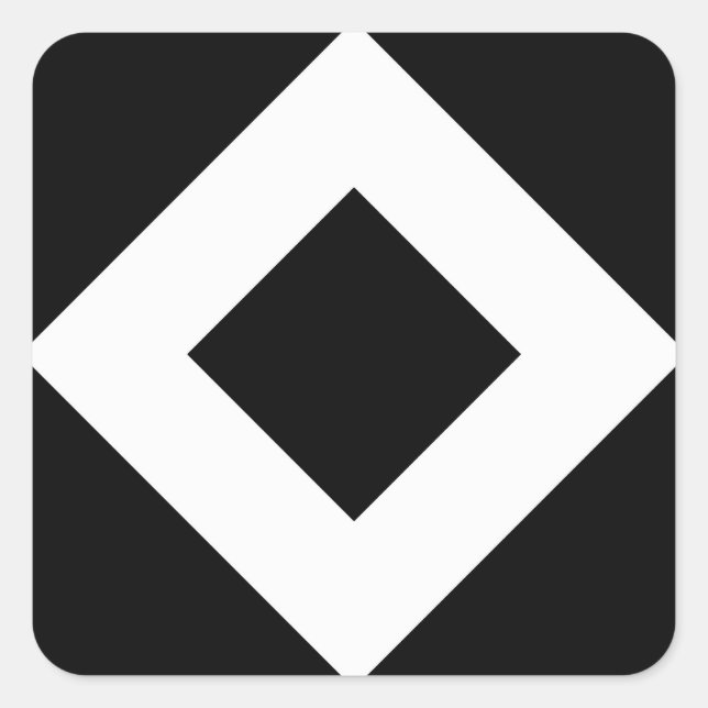 Adesivo Quadrado Diamante Preto, Borda Branca Negrito (Frente)