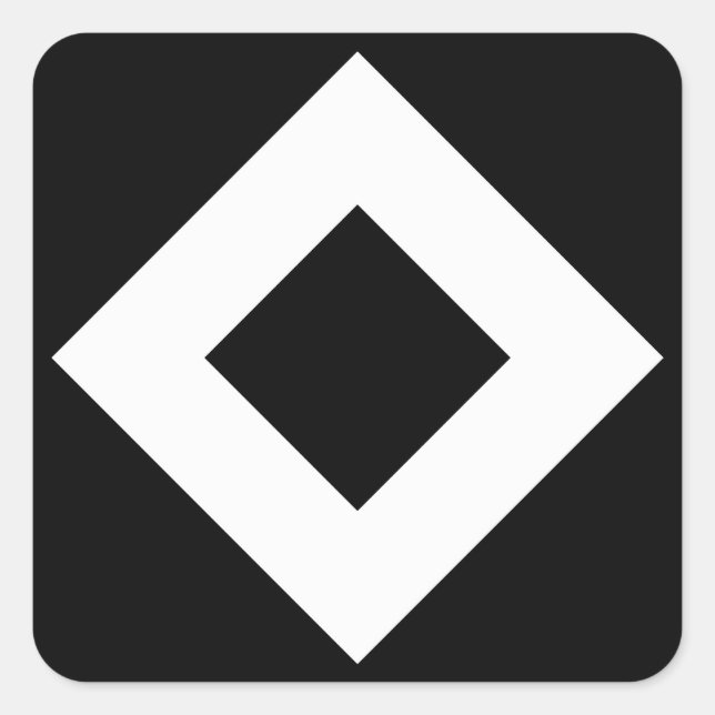 Adesivo Quadrado Diamante Preto, Borda Branca Negrito (Frente)