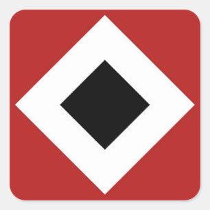 Adesivo Quadrado Diamante Preto, Borda Branca Negrito em Vermelho