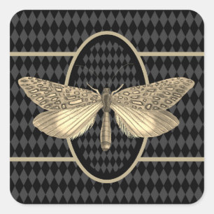 Adesivo Quadrado Diamante Preto da Borboleta Gótica