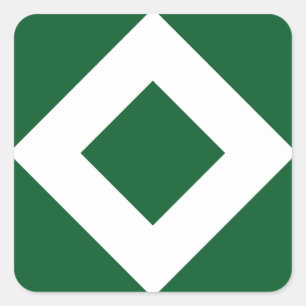 Adesivo Quadrado Diamante Verde, Borda Branca Negrito