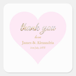 Adesivo Quadrado Diamantes de Agradecimento Personalizados Coração 