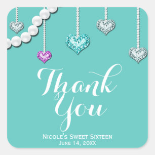 Adesivo Quadrado Diamantes & festa de aniversário do encanto das