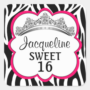Adesivo Quadrado Diamond Crown Zebra Fuchsia Stickers