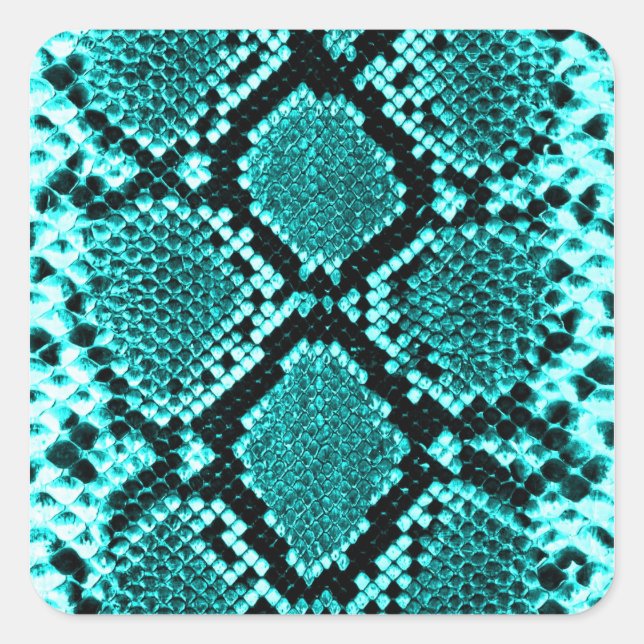 Adesivo Quadrado Diamond Rattlesnake Cobra Skin aqua (Frente)