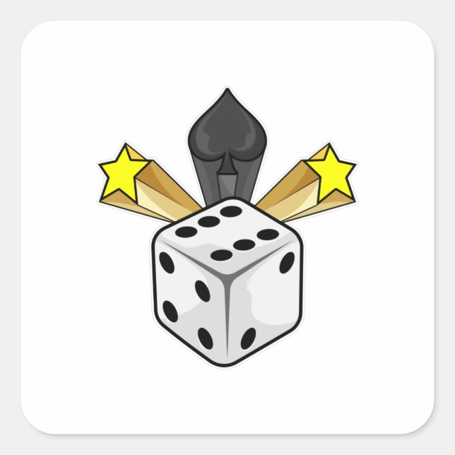 Adesivo Quadrado Dice at Poker com Espadas e Estrelas (Frente)
