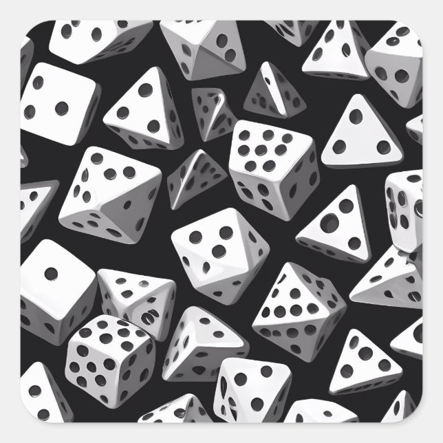 Adesivo Quadrado Dice Delight: Uma Cascata Geométrica (Frente)