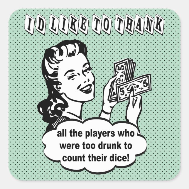 Adesivo Quadrado Dice Engraçado - Gostaria De Obrigado (Frente)