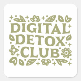 Adesivo Quadrado Digital detox club wellness girl retreat floral