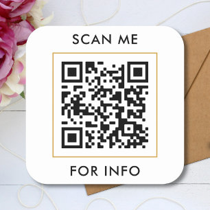 Adesivo Quadrado Digitalizar-me Modelo de Texto de Código QR Perso