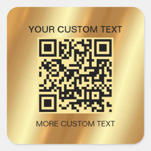 Adesivo Quadrado Digitalizar o código QR moderno Elegante Dourado M