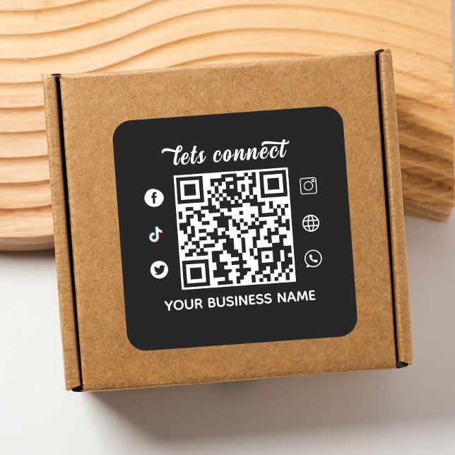 Adesivo Quadrado Digitalizar para conectar código QR e texto person (Criador carregado)