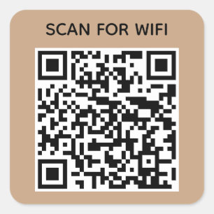 Adesivo Quadrado Digitalizar para conectar código QR Wifi Dourado n
